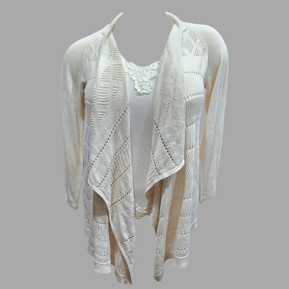 Knox Rose Cream Knit Cardigan Size 2x